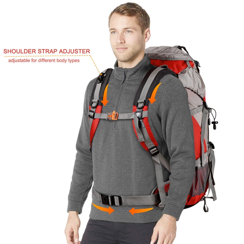 Loowoko 50L Hiking Backpack, Waterproof Camping Essentials Bag with Rain Cover, 45+5 Liter Lightweight Backpacking Back Pack - Image 4